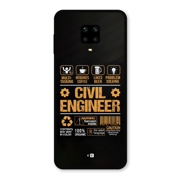 Civil Engineer Metal Back Case for Redmi Note 9 Pro Max