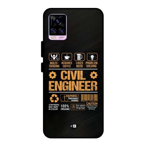 Civil Engineer Metal Back Case for Vivo V20 Pro