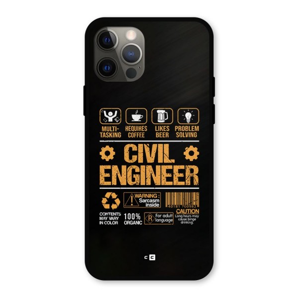 Civil Engineer Metal Back Case for iPhone 12 Pro