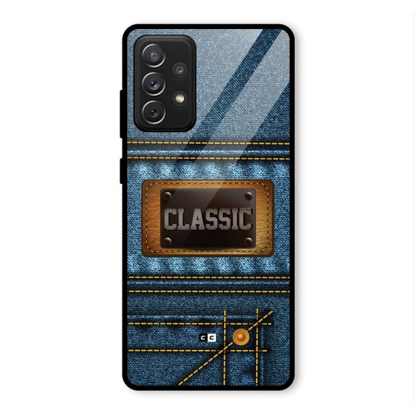Classic Denim Glass Back Case for Galaxy A72