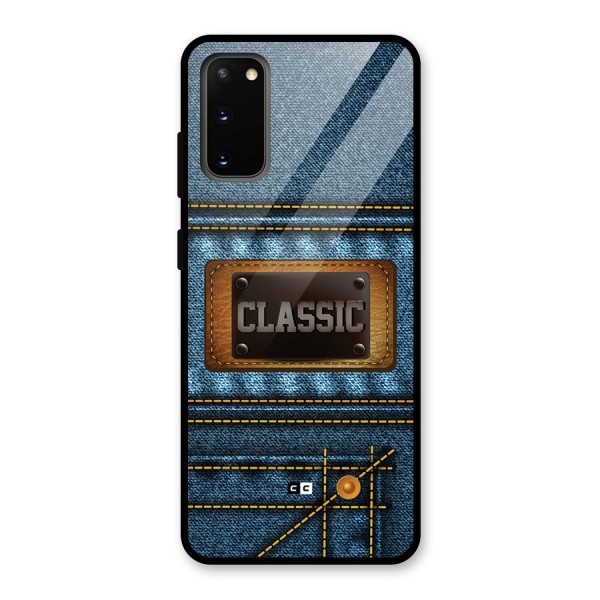 Classic Denim Glass Back Case for Galaxy S20