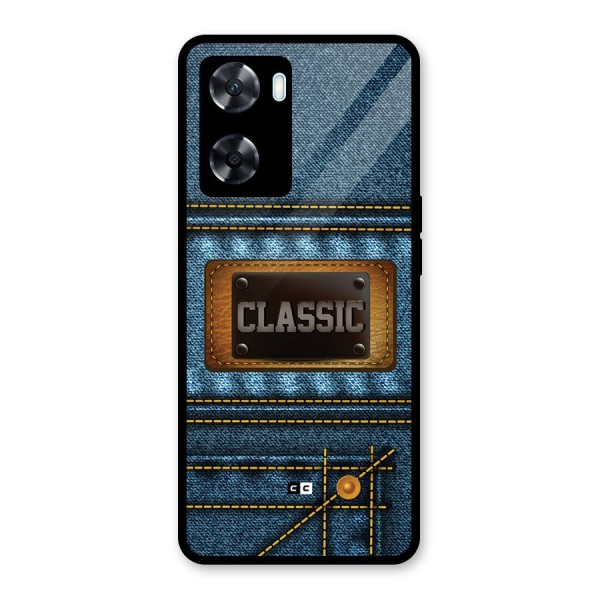 Classic Denim Glass Back Case for Oppo A77