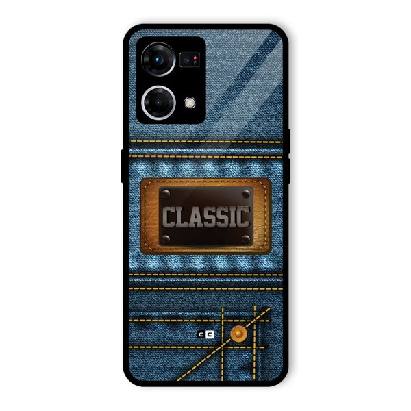 Classic Denim Glass Back Case for Oppo F21 Pro 4G