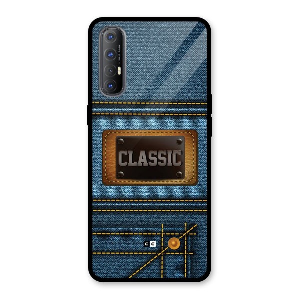 Classic Denim Glass Back Case for Oppo Reno3 Pro