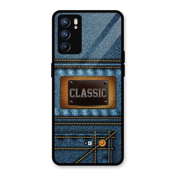 Classic Denim Glass Back Case for Oppo Reno6 5G