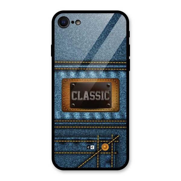 Classic Denim Glass Back Case for iPhone 8