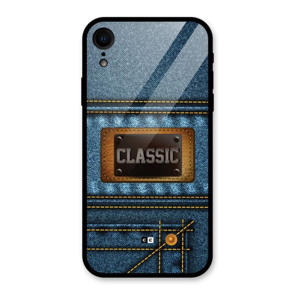 Classic Denim Glass Back Case for iPhone XR