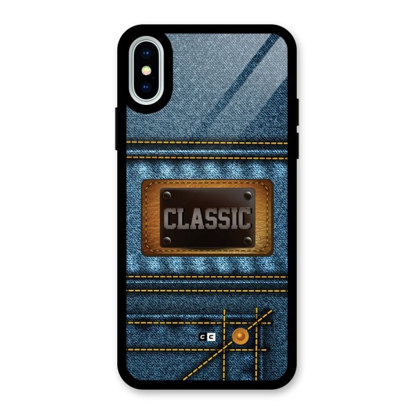 Classic Denim Glass Back Case for iPhone XS