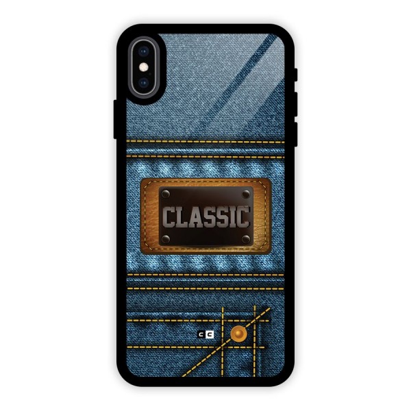Classic Denim Glass Back Case for iPhone XS Max