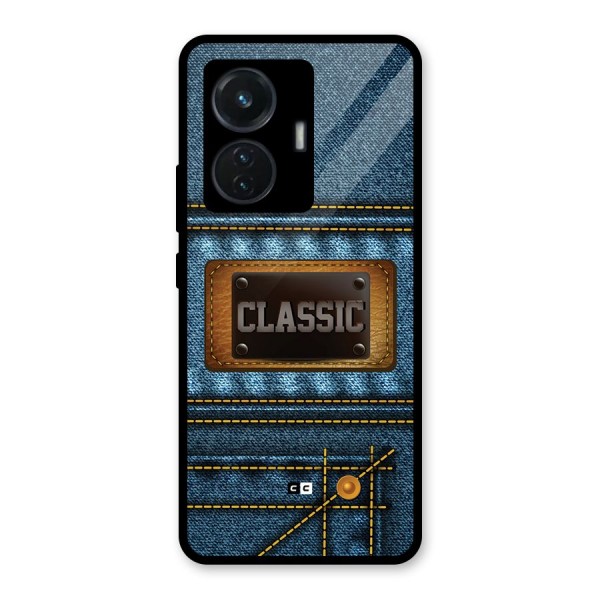 Classic Denim Glass Back Case for iQOO Z6 44W