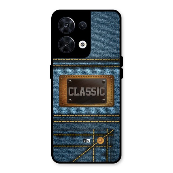Classic Denim Metal Back Case for Oppo Reno8 5G