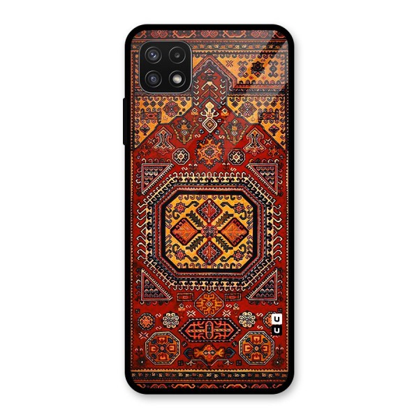 Classic Luxury Carpet Pattern Glass Back Case for Galaxy A22 5G
