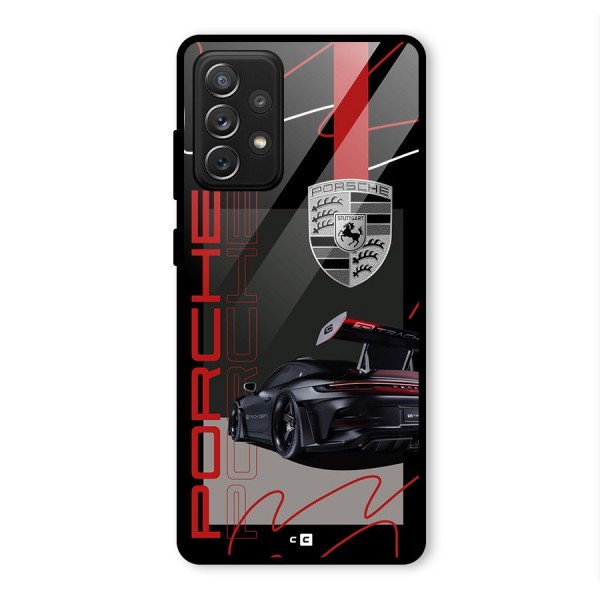 Classy Black Supercar Glass Back Case for Galaxy A72