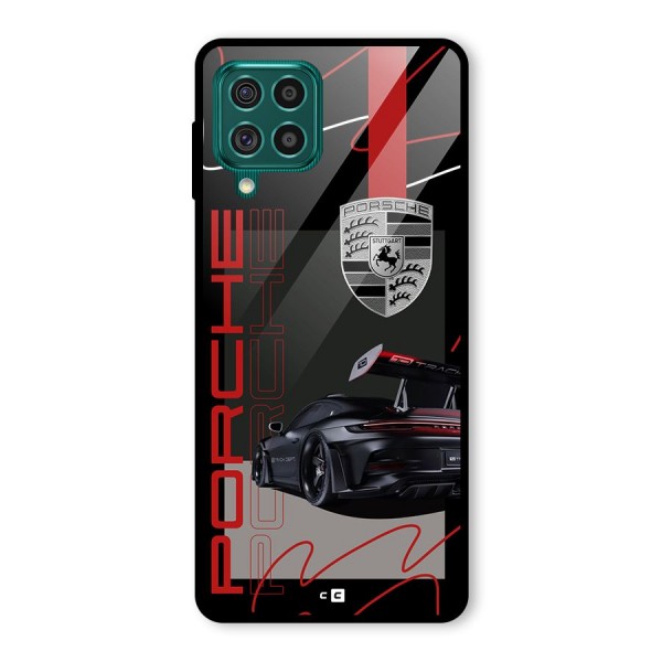 Classy Black Supercar Glass Back Case for Galaxy F62