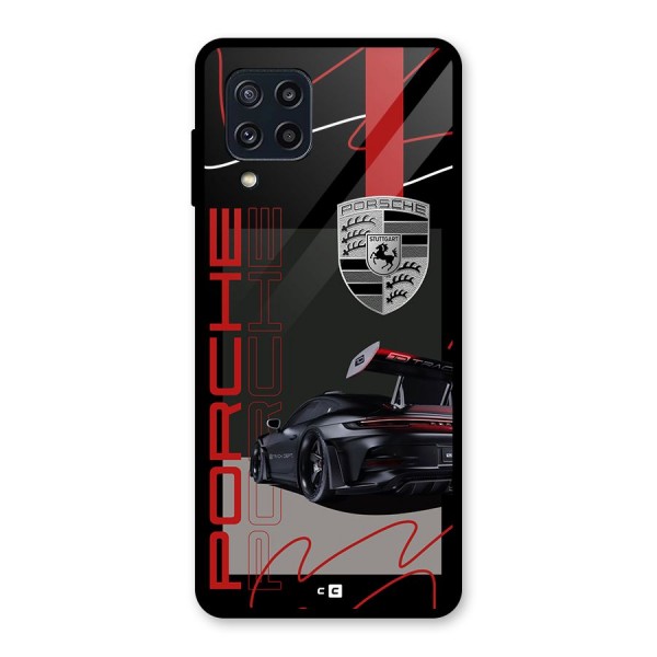 Classy Black Supercar Glass Back Case for Galaxy M32