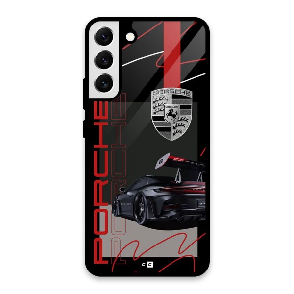 Classy Black Supercar Glass Back Case for Galaxy S22 Plus 5G