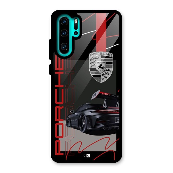 Classy Black Supercar Glass Back Case for Huawei P30 Pro