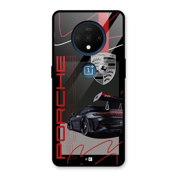 Classy Black Supercar Glass Back Case for OnePlus 7T