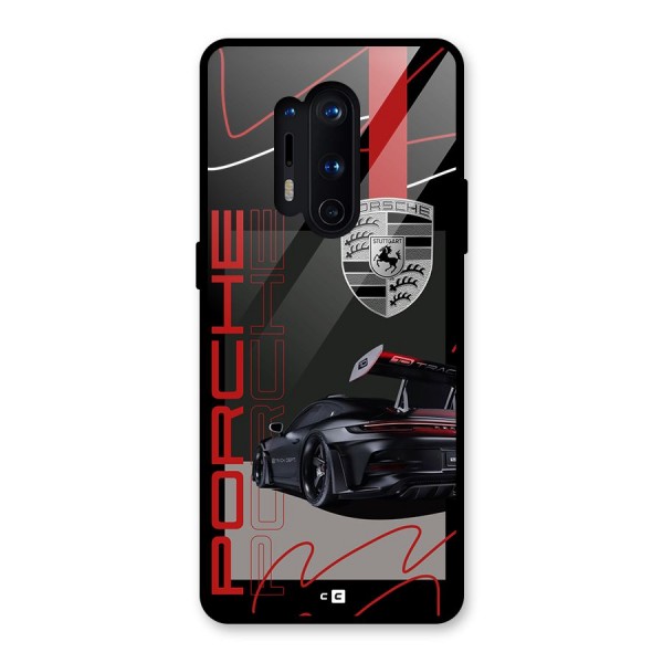 Classy Black Supercar Glass Back Case for OnePlus 8 Pro