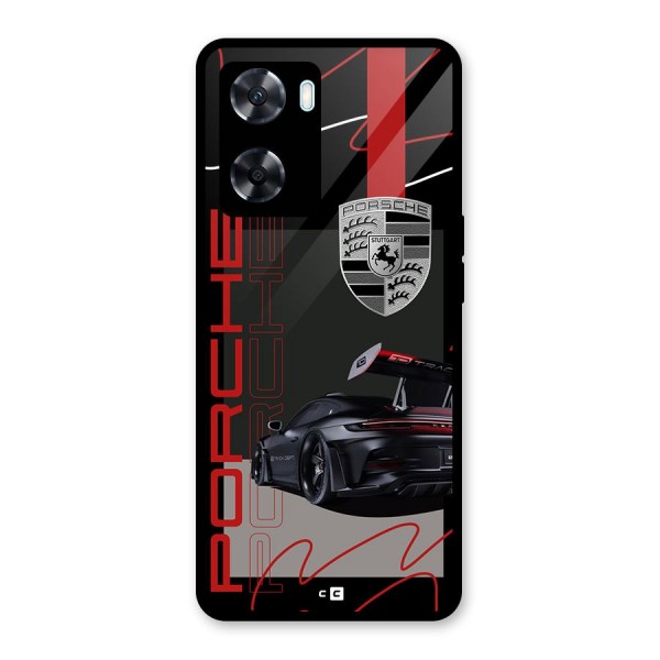 Classy Black Supercar Glass Back Case for Oppo A77