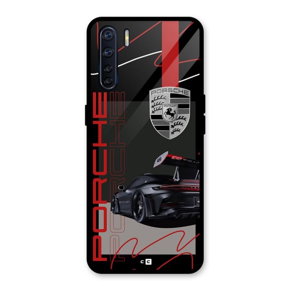 Classy Black Supercar Glass Back Case for Oppo F15
