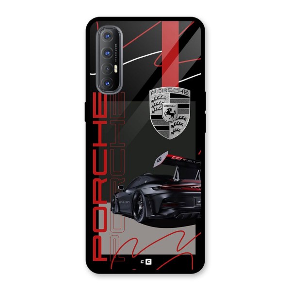 Classy Black Supercar Glass Back Case for Oppo Reno3 Pro