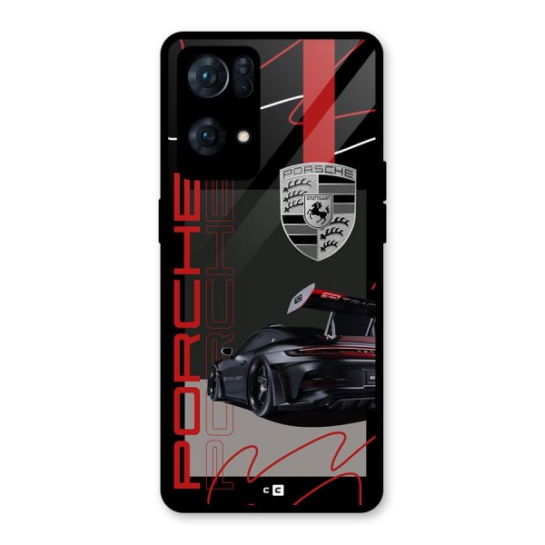 Classy Black Supercar Glass Back Case for Oppo Reno7 Pro 5G