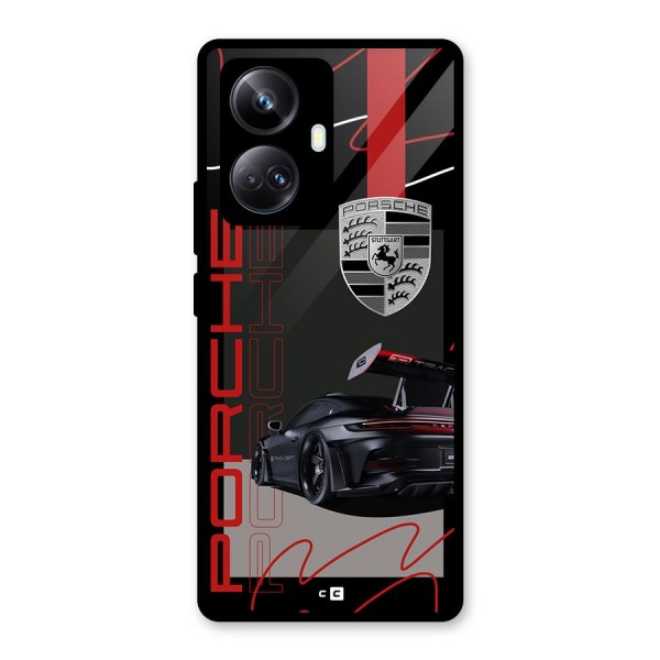 Classy Black Supercar Glass Back Case for Realme 10 Pro Plus