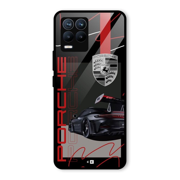 Classy Black Supercar Glass Back Case for Realme 8 Pro