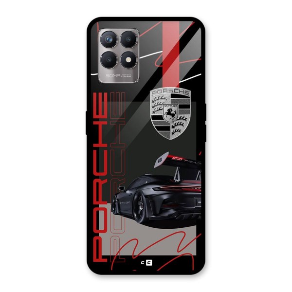 Classy Black Supercar Glass Back Case for Realme 8i