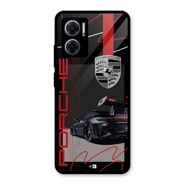 Classy Black Supercar Glass Back Case for Redmi 11 Prime 5G