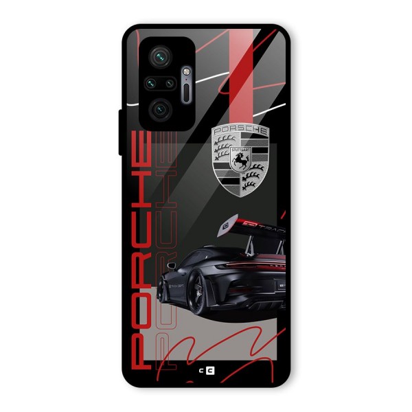 Classy Black Supercar Glass Back Case for Redmi Note 10 Pro Max