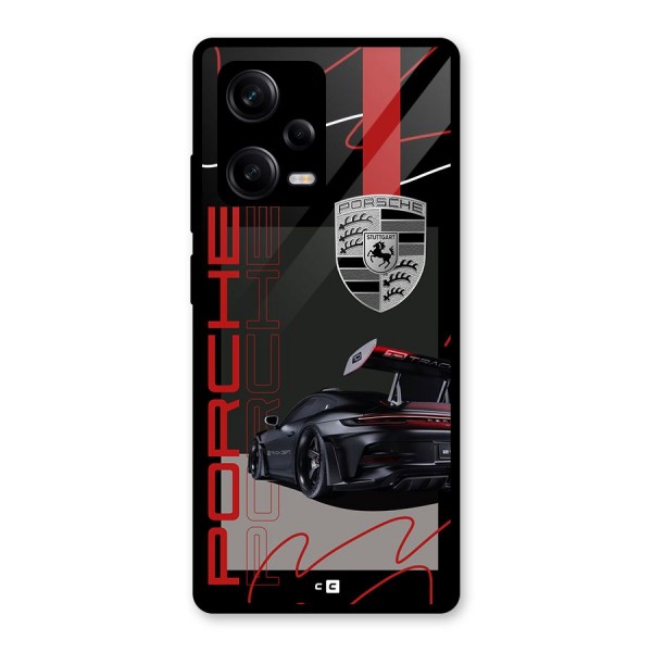 Classy Black Supercar Glass Back Case for Redmi Note 12 Pro