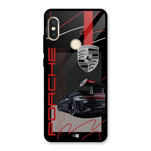 Classy Black Supercar Glass Back Case for Redmi Note 5 Pro