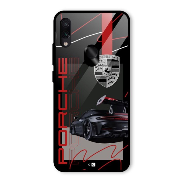 Classy Black Supercar Glass Back Case for Redmi Note 7S