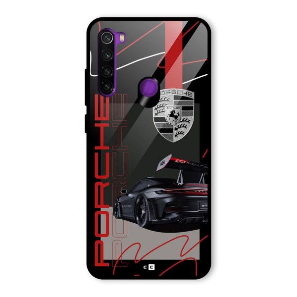 Classy Black Supercar Glass Back Case for Redmi Note 8