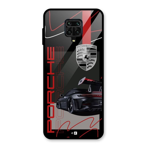 Classy Black Supercar Glass Back Case for Redmi Note 9 Pro Max