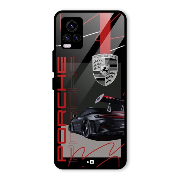 Classy Black Supercar Glass Back Case for Vivo V20 2021