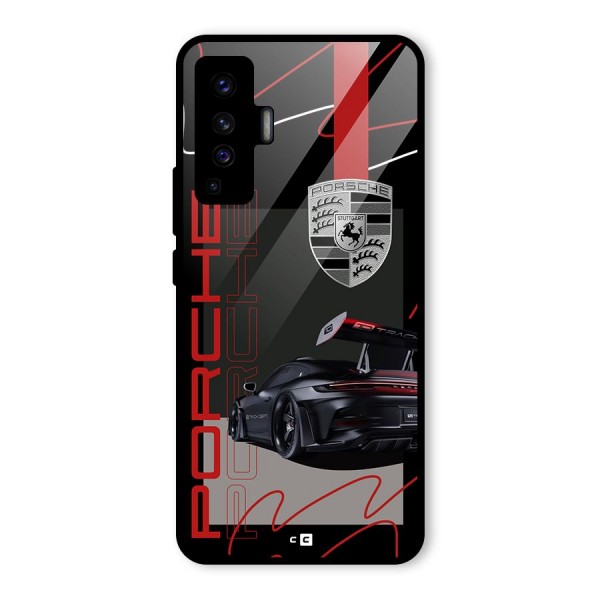 Classy Black Supercar Glass Back Case for Vivo X50