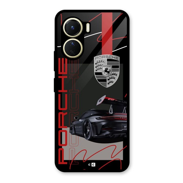 Classy Black Supercar Glass Back Case for Vivo Y16