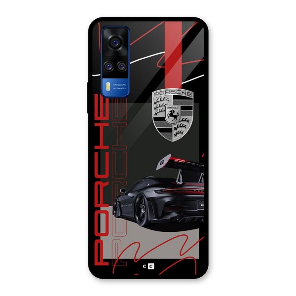 Classy Black Supercar Glass Back Case for Vivo Y51