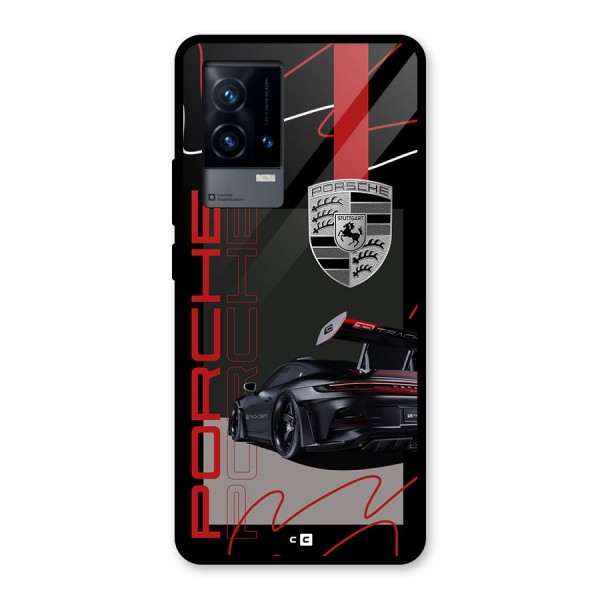 Classy Black Supercar Glass Back Case for iQOO 9 5G