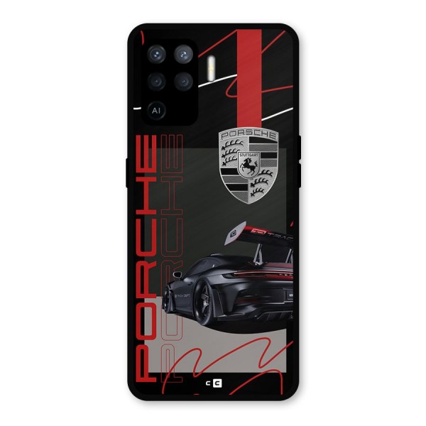 Classy Black Supercar Metal Back Case for Oppo F19 Pro