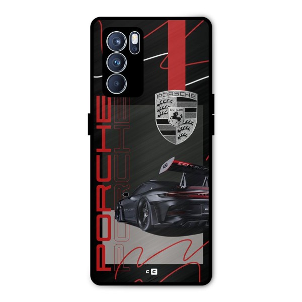 Classy Black Supercar Metal Back Case for Oppo Reno6 Pro 5G