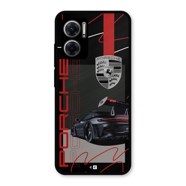 Classy Black Supercar Metal Back Case for Redmi 11 Prime 5G