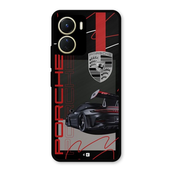 Classy Black Supercar Metal Back Case for Vivo Y16