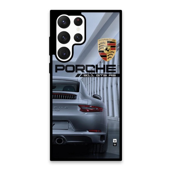 Classy Supercar Glass Back Case for Galaxy S22 Ultra 5G