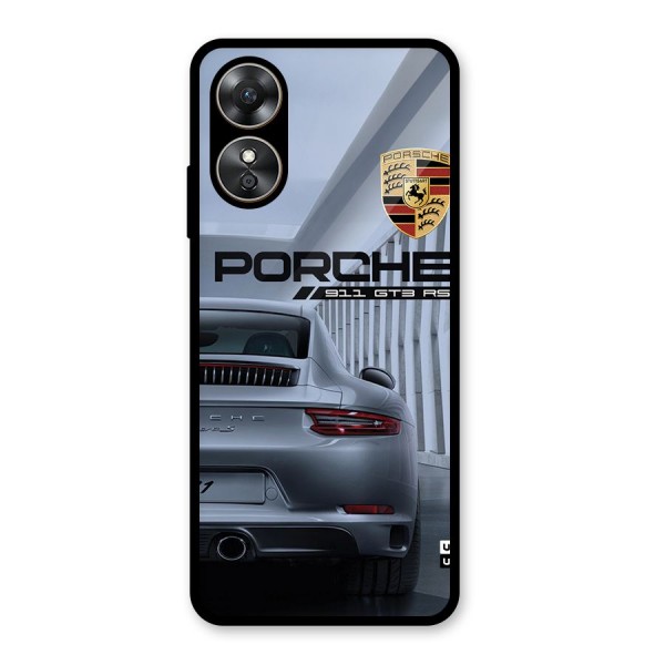 Classy Supercar Glass Back Case for Oppo A17