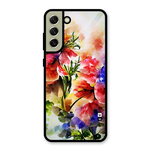 Colorful Flowers Fine Art Glass Back Case for Galaxy S21 FE 5G