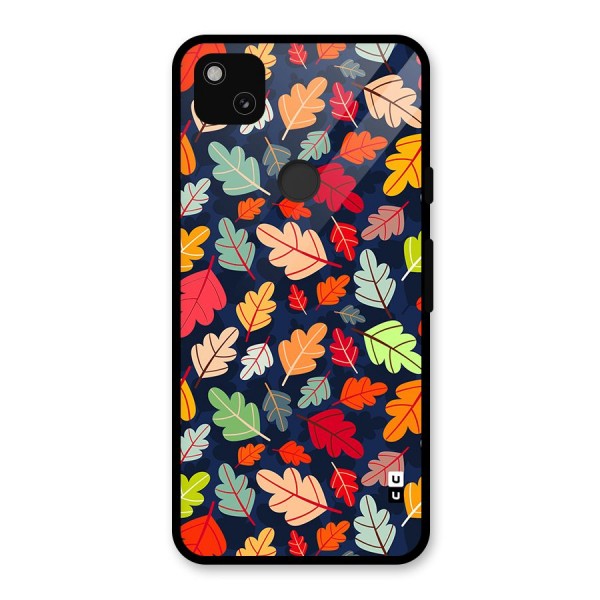 Colorful Leaves Beautiful Pattern Glass Back Case for Google Pixel 4a